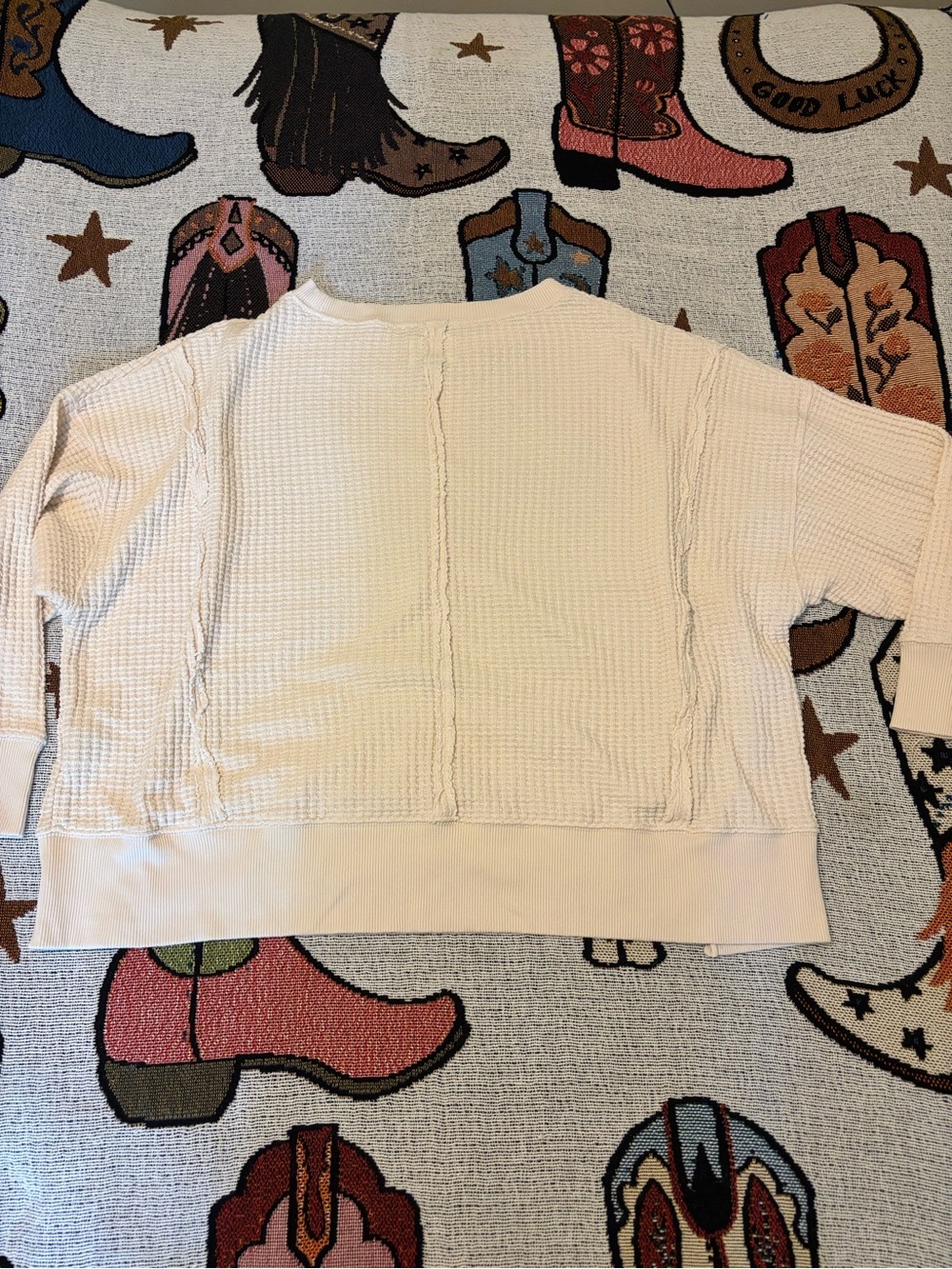 American Eagle Cream Waffle-Knit Pullover - Picture 8 of 9